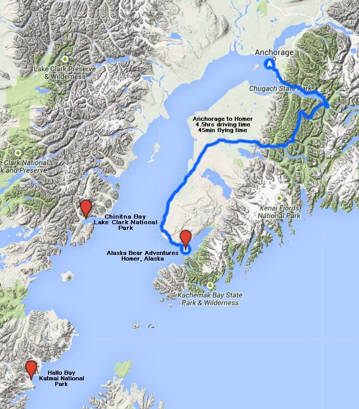 Map Anchorage to Homer